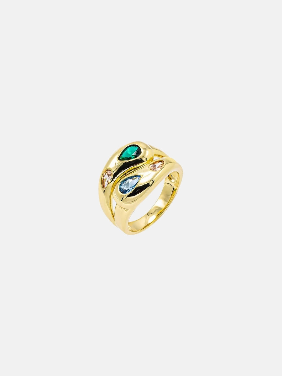 Colored Scattered Teardrop Dome Ring