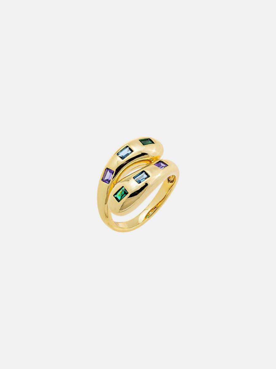 Colored Scattered Baguette Wrap Ring
