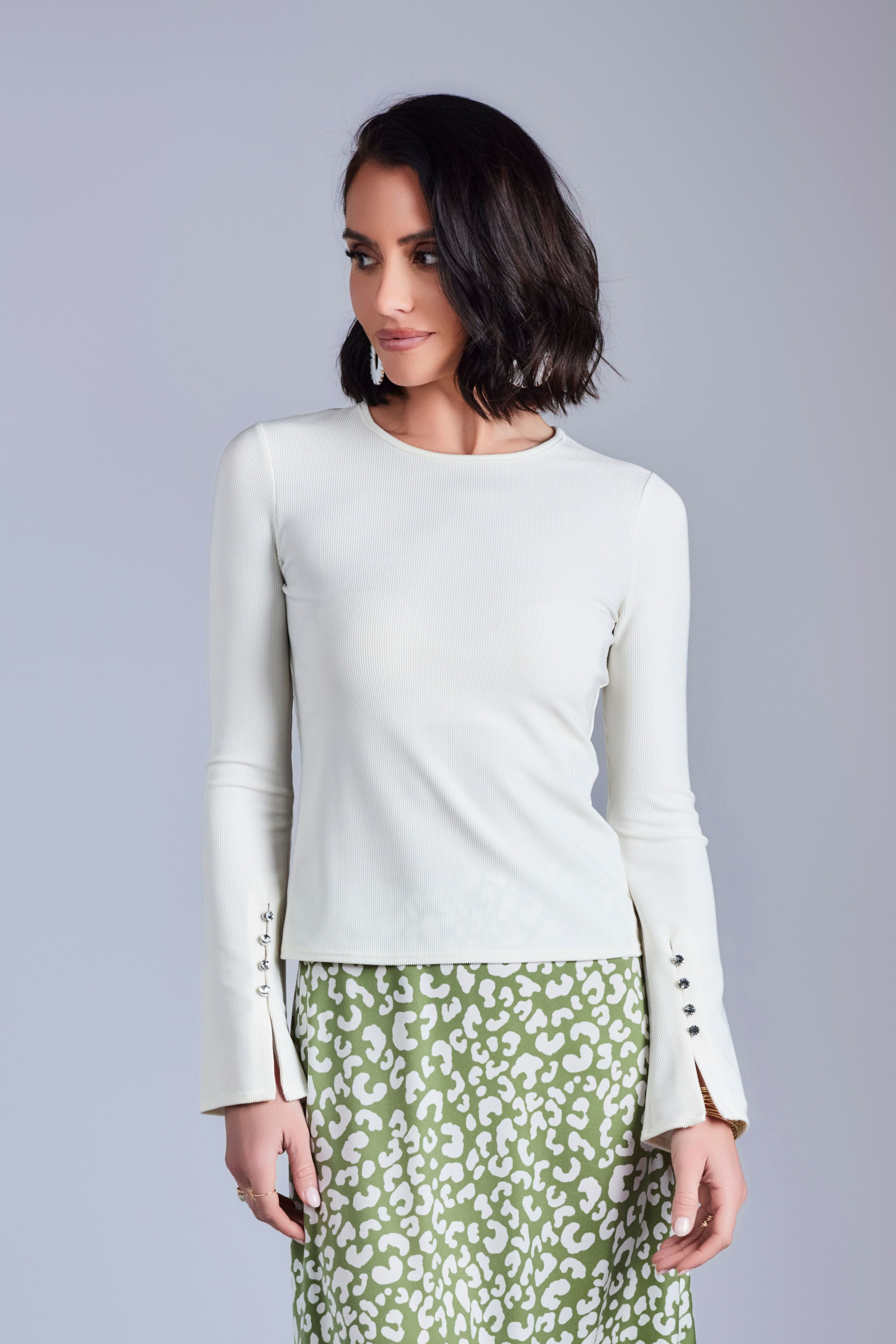 Ribbed Bell Sleeve Top