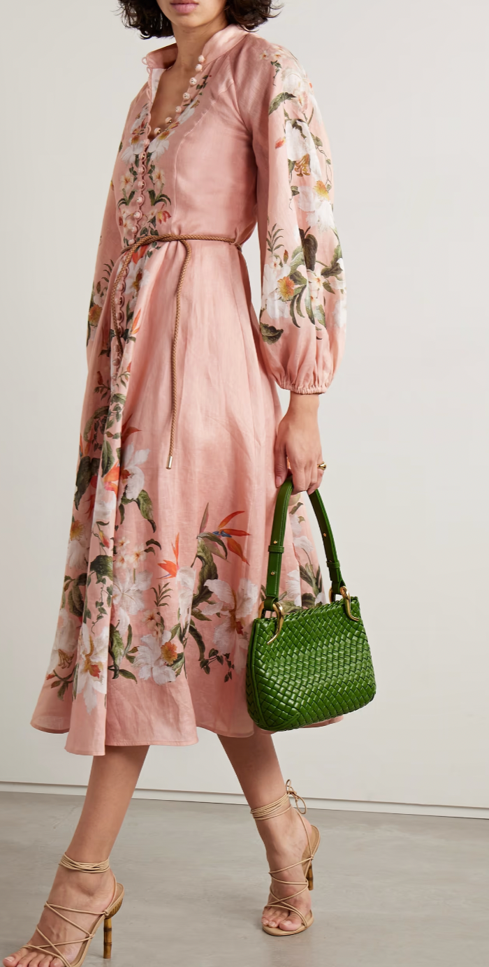 Linen Midi Dress Zimmermann Sale Dress Lexi Belted Floral Print