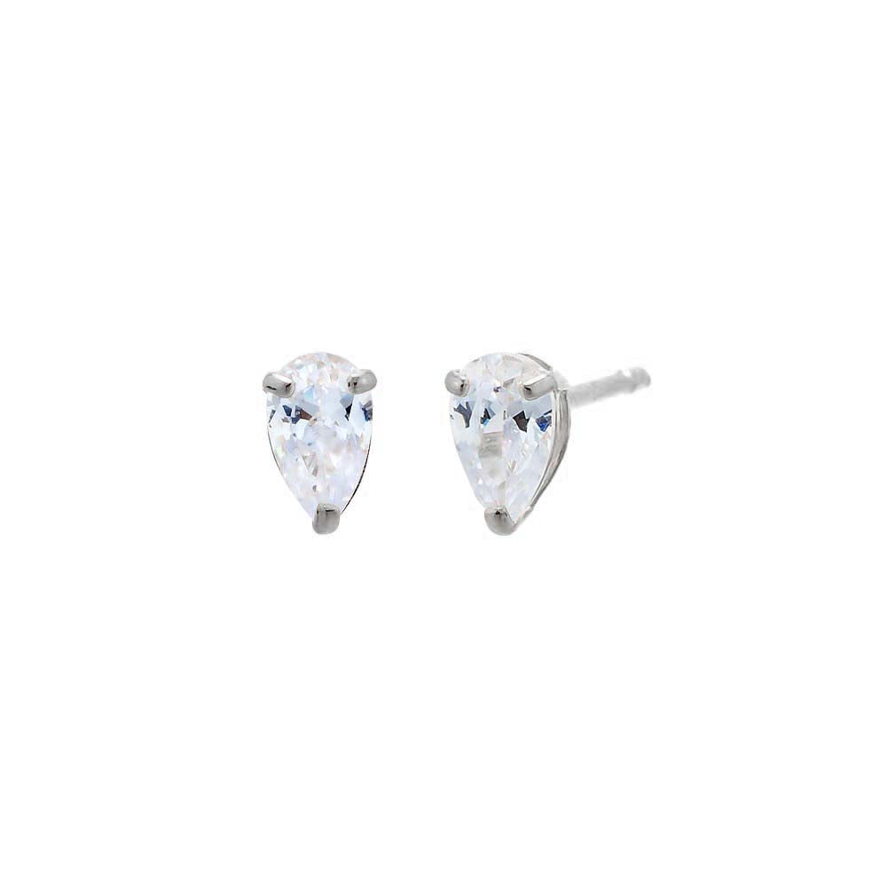 CZ Pear Shape Stud Earring 14K