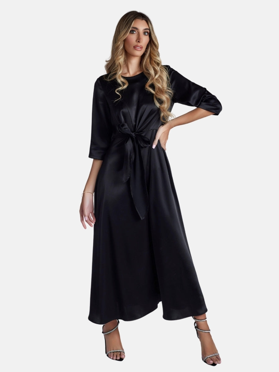 Satin Tie Front Maxi Dress