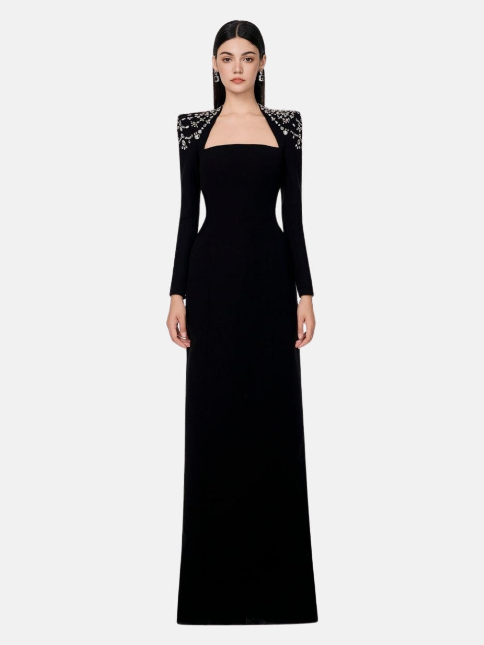 Long Sleeve Queen Anne Neckline Dress