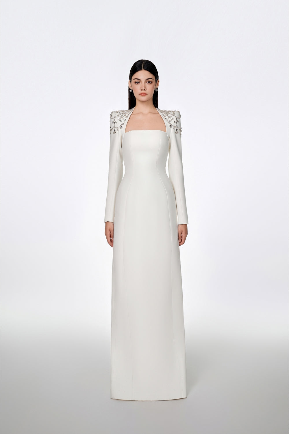 Long Sleeve Queen Anne Neckline Dress