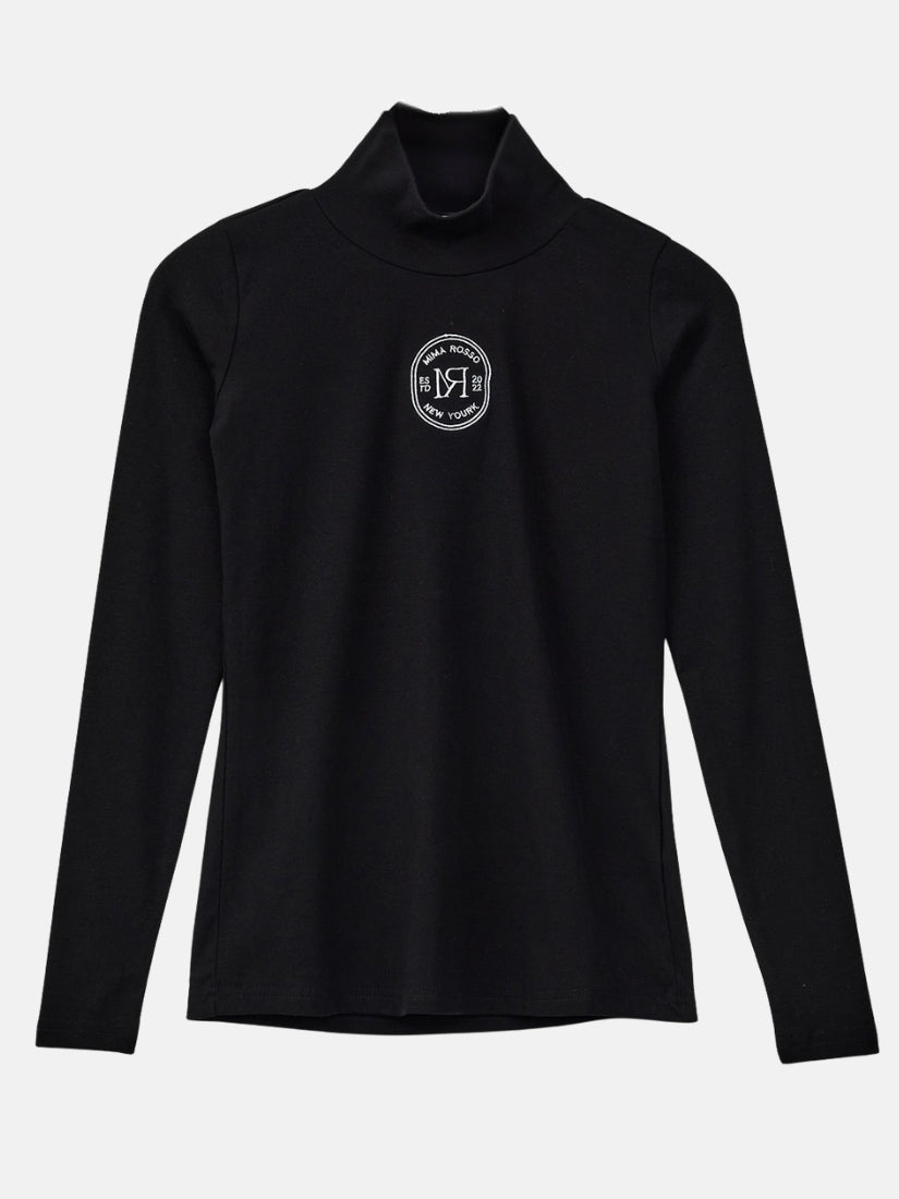 Monogram Embroidered Mockneck Top