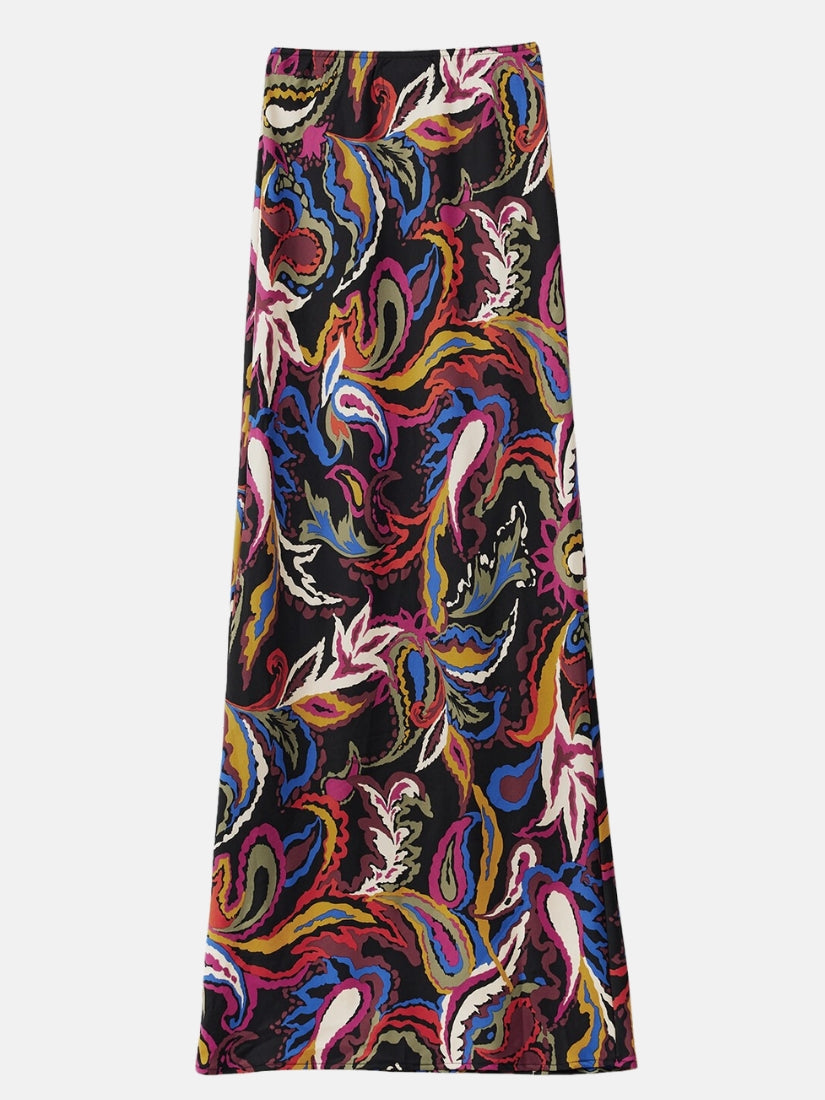 Multicolor Paisley Print Slip Skirt