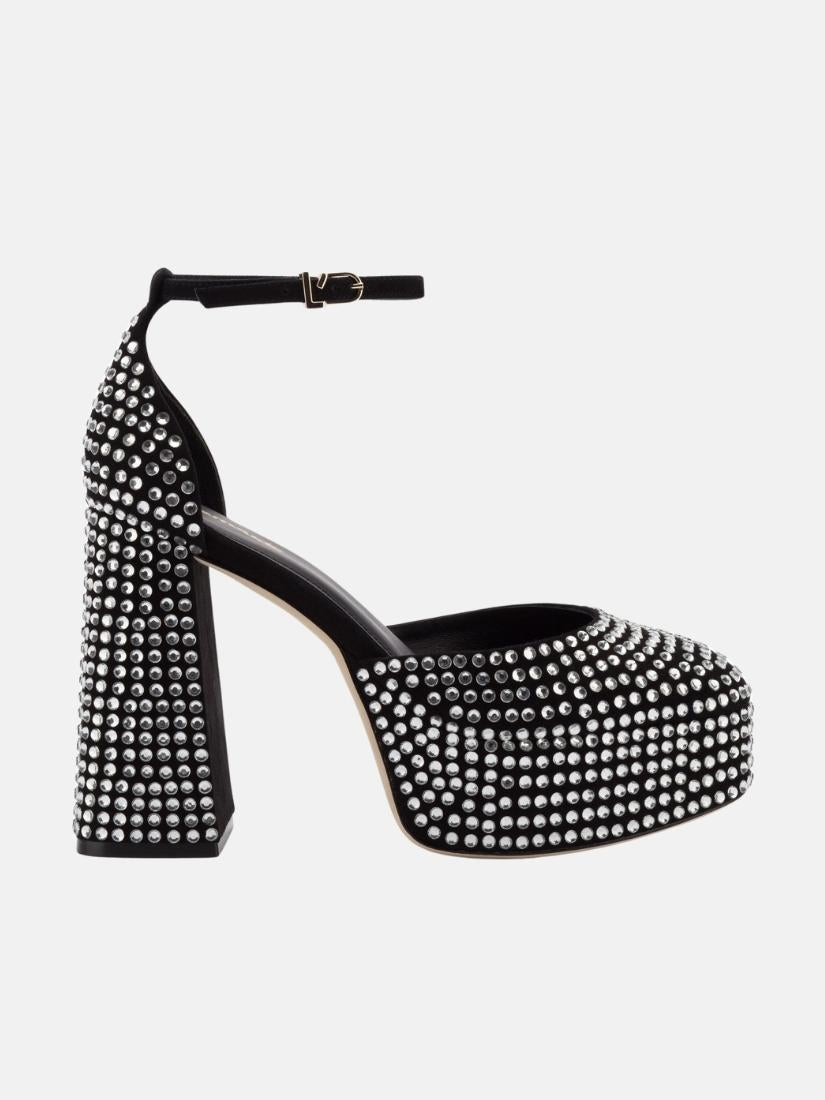 Ari Crystal Pump In Black Suede