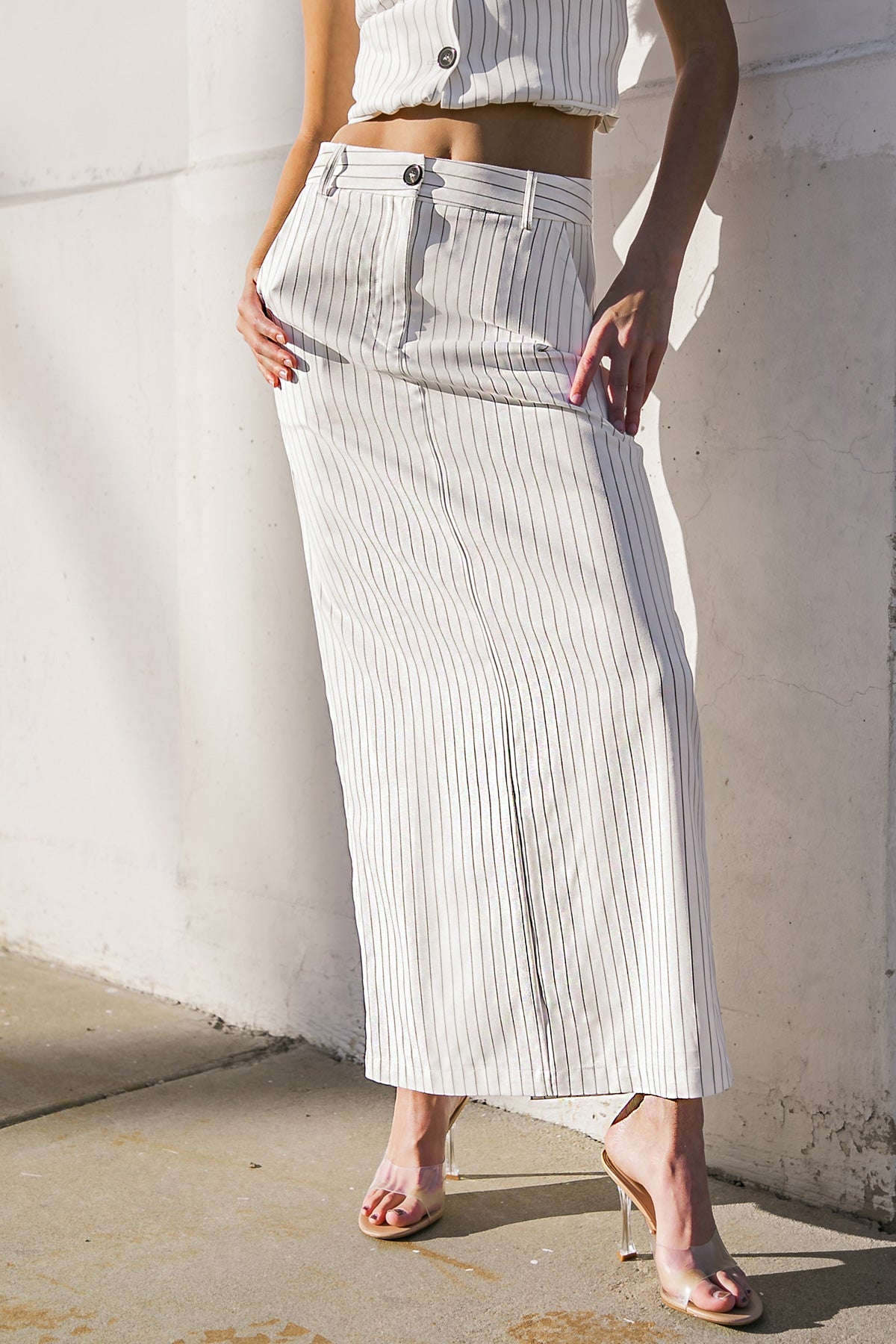 Get To The Point Woven Midi Skirt