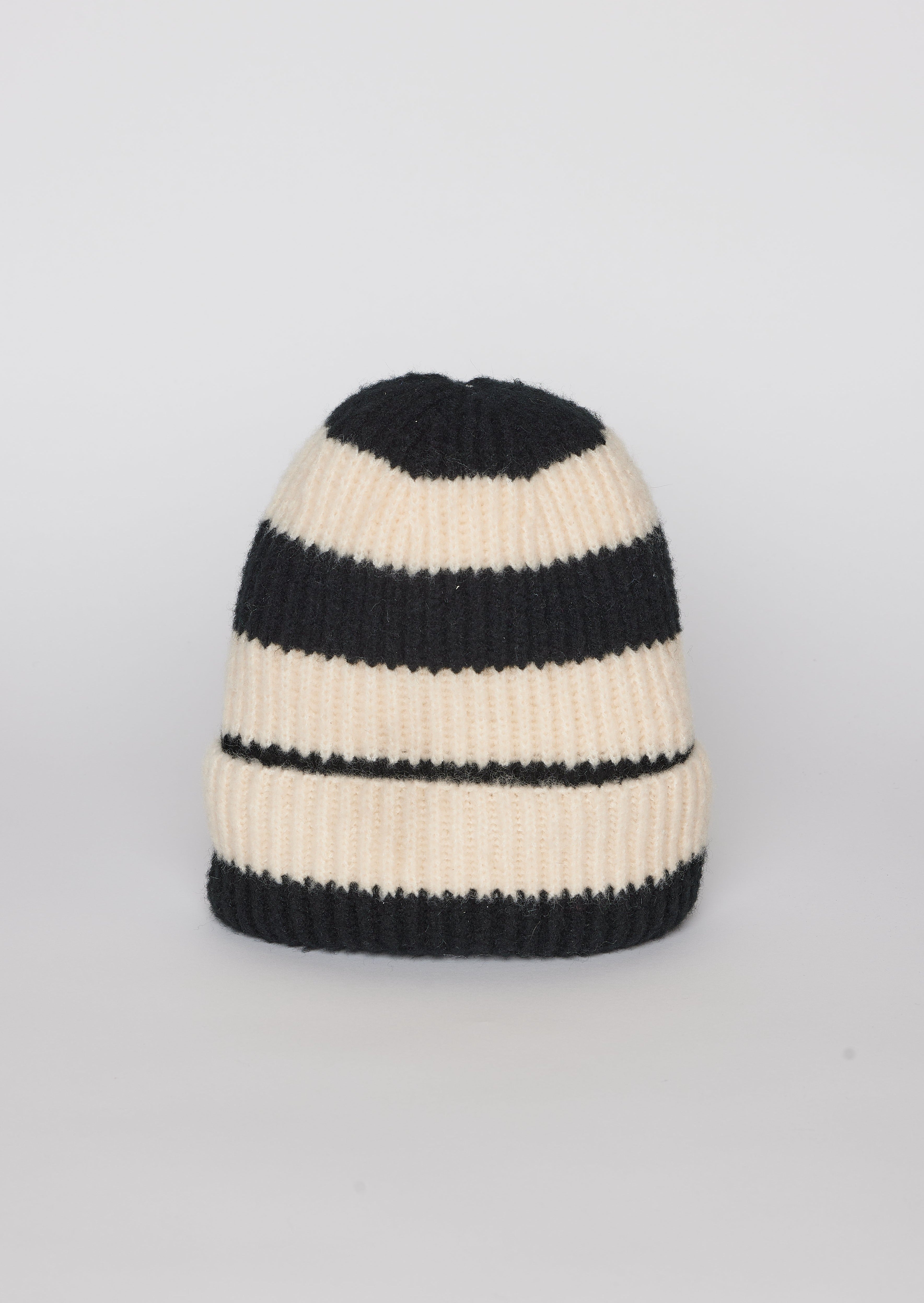 Stripe Beanie- Taupe/Ivory