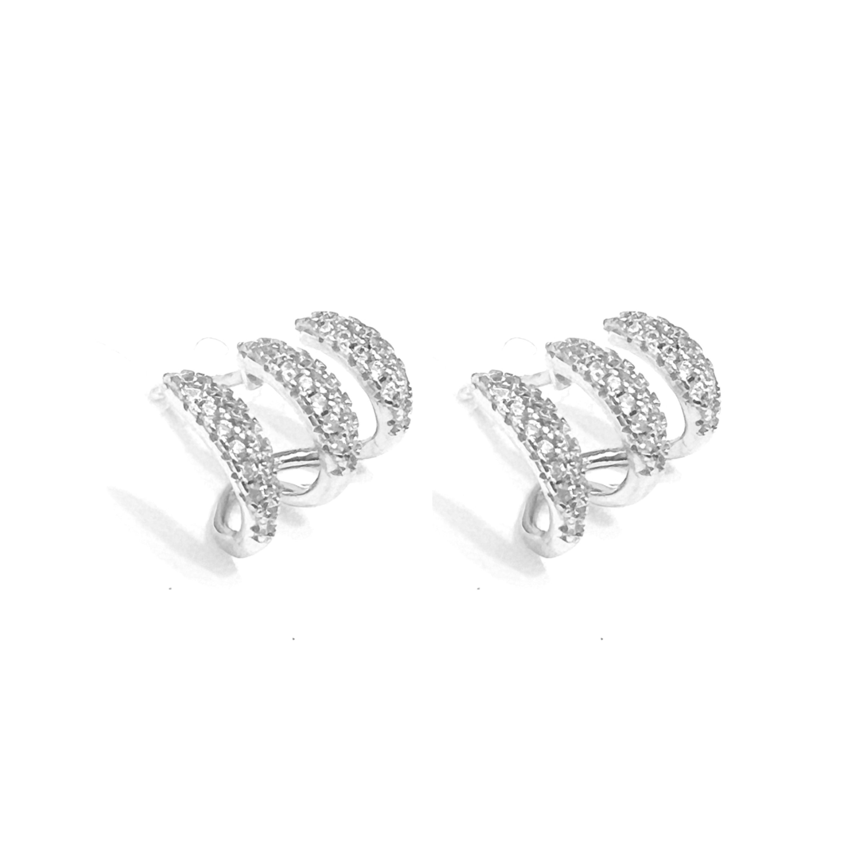 Triple Pave Hoop Earring