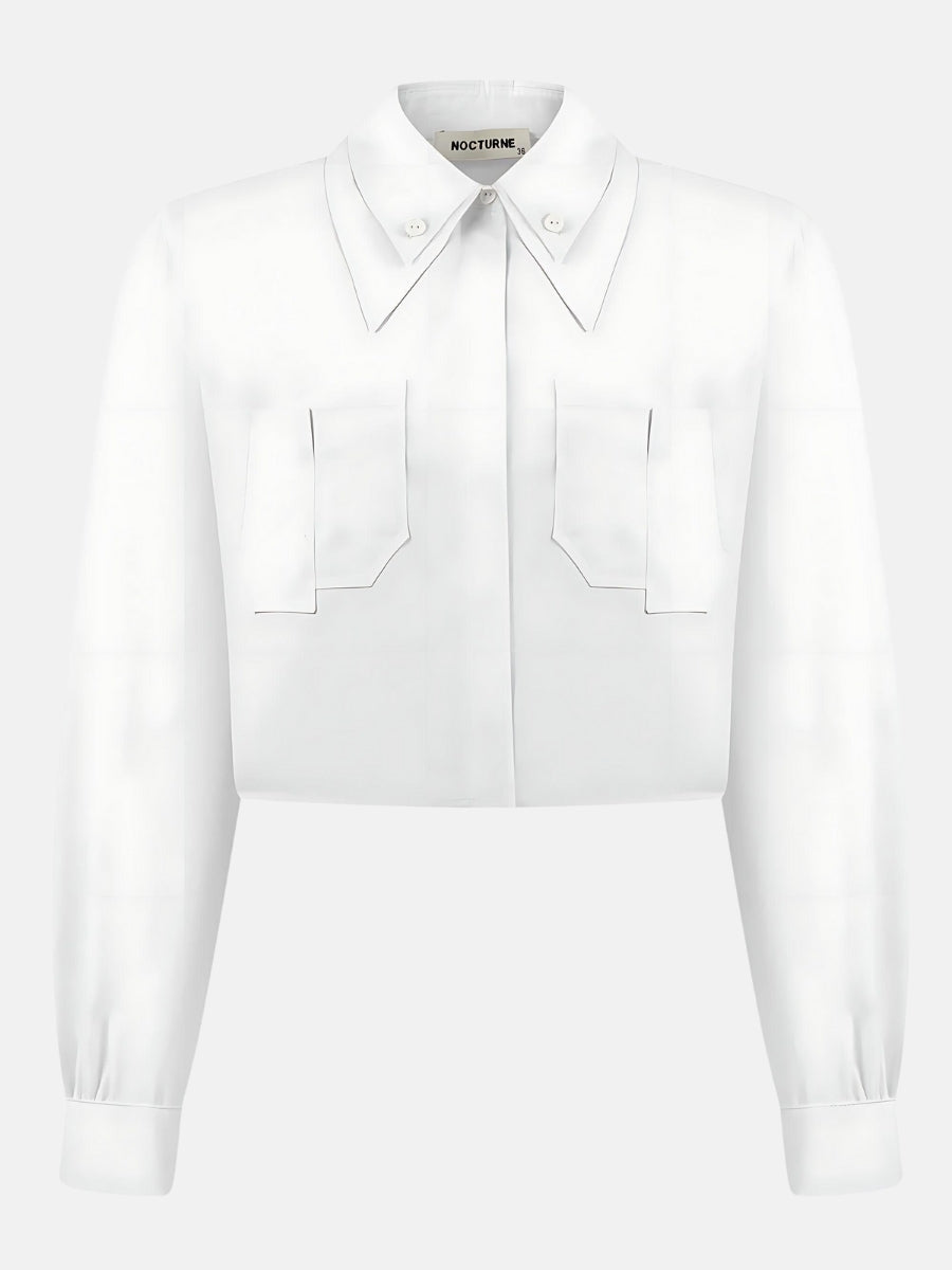 Double Collar Cotton Button-Up Shirt